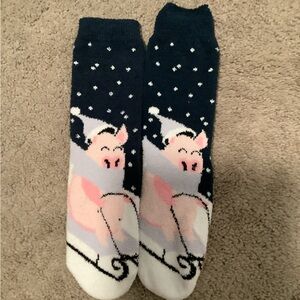 Pig winter wonderland socks
